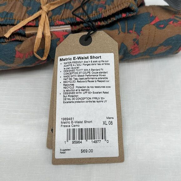 Prana Shorts Mens (M, L, XL) Metric E-Waist Short Fresca Camo 8" Drawstring - Picture 4 of 5